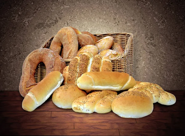 不同专业的面包篮组合 — 图库照片