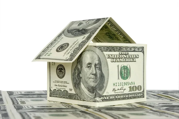 Money House White Background — Stock Photo, Image