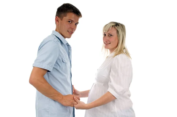 Gravid Kvinna Med Sin Man — Stockfoto