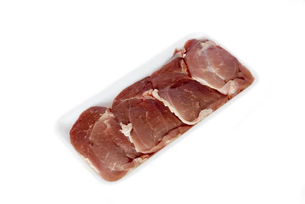 白地に隔離された新鮮な豚肉 — ストック写真
