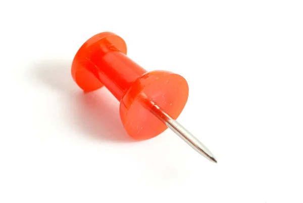 Red Push Pin Isolado Fundo Branco — Fotografia de Stock