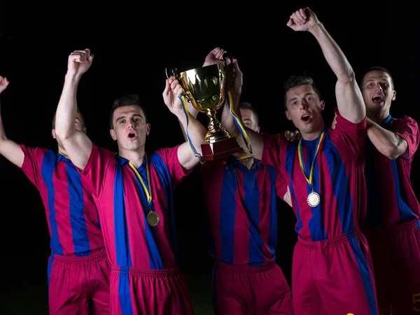 Soccer Players Team Group Isolated Black Background — Stock Photo, Image