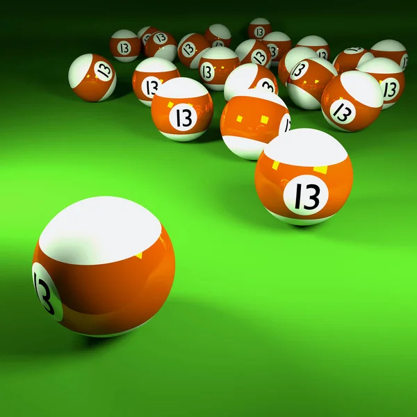 Orange White Billiard Balls Number Thirteen — Stock Photo, Image