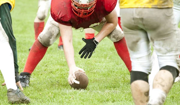 Match Football Américain Sous Pluie — Photo