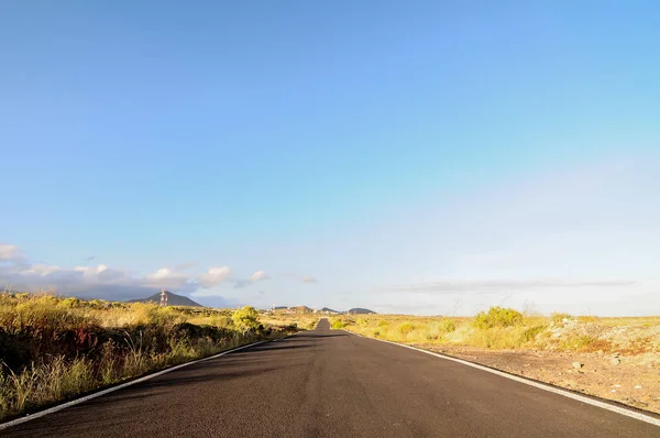 Long Empty Desert Road Tenerife Ilhas Canárias Espanha — Fotografia de Stock