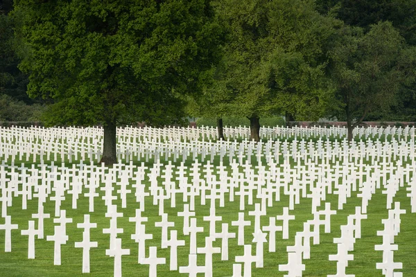 White Crosses Filling Fresh Green Lawn Henri Chapelle One Largest — Stock Photo, Image