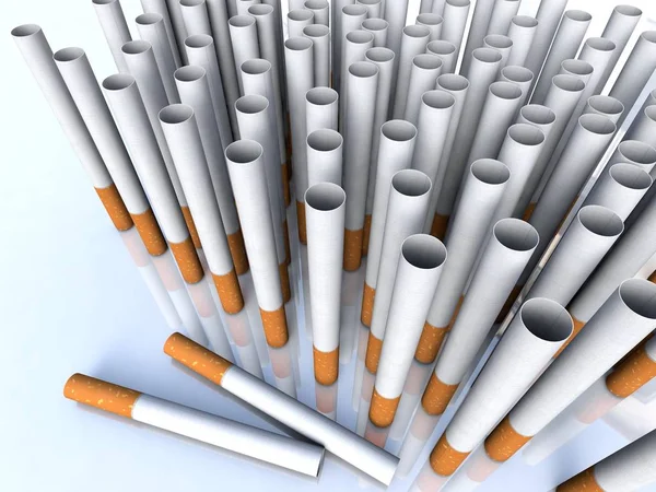 3D白色背景下的香烟渲染 — 图库照片
