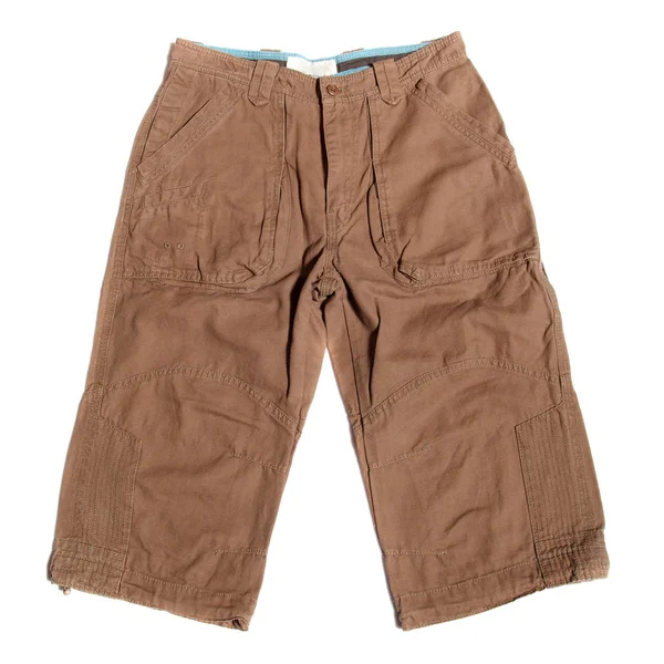 Bruine Heren Cargo Combat Shorts Een Witte Achtergrond — Stockfoto