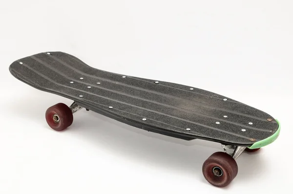 Vintage Style Black Skateboard Vit Bakgrund — Stockfoto