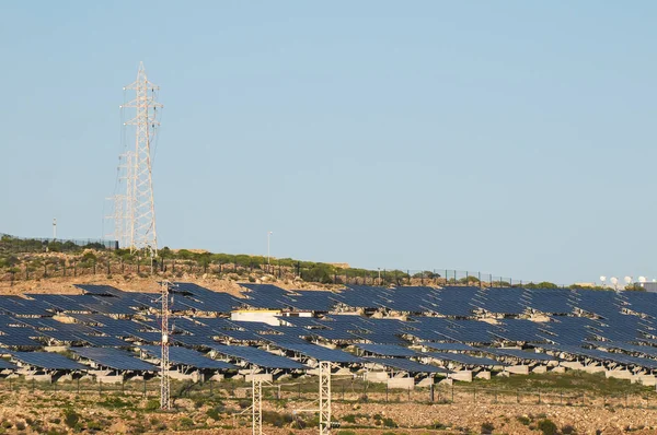 Turbinas Eólicas Energia Renovável Usina Painéis Solares — Fotografia de Stock