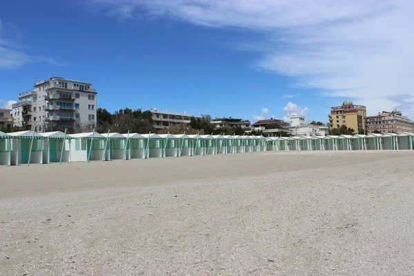 Playa Con Cabañas Playa Lido Venezia —  Fotos de Stock