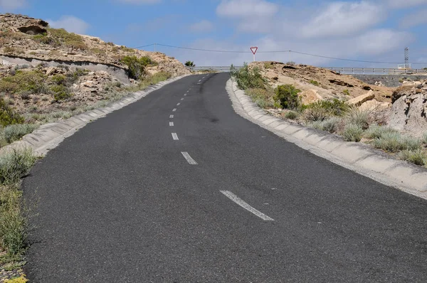 Lonely Road Öknen Teneriffa Canary Islands — Stockfoto