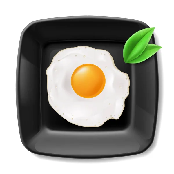 Siyah Kare Tabakta Servis Edilmiş Sahanda Yumurta Günlük Kahvaltı — Stok fotoğraf