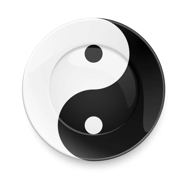 Runde Flache Platte Mit Yin Und Yang Symbol — Stockfoto