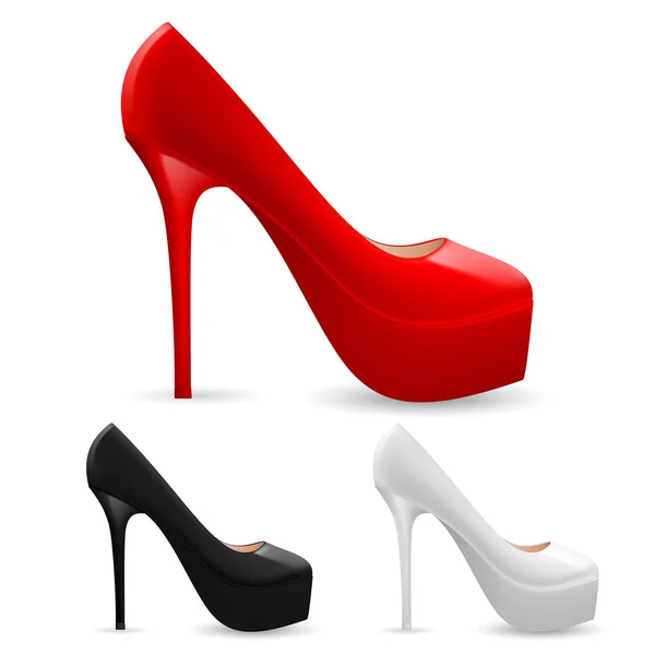 Set Fashionable High Heel Ladies Shoes Three Colors — Stock Photo, Image