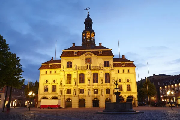 Prefeitura Lueneburg Baixa Saxônia Tomada Noite Hora Azul — Fotografia de Stock