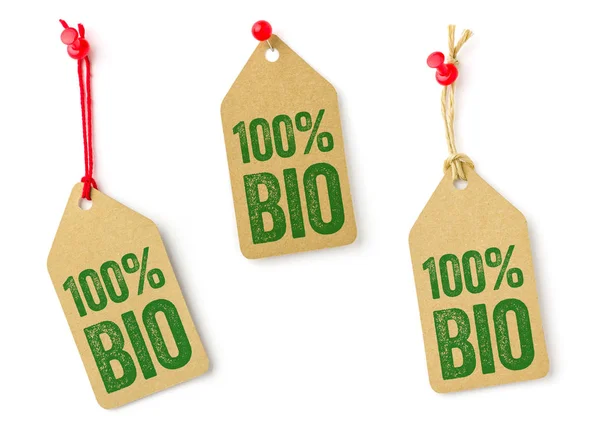 Three Pendant Imprinted 100 Percent Organic — Stock Photo, Image