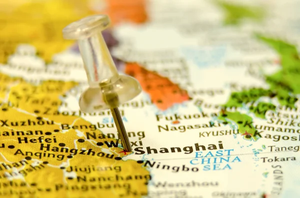 地図上の上海市のピン — ストック写真