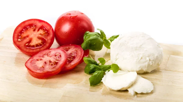 Świeże Pomidory Mozzarella Wit Basil — Zdjęcie stockowe