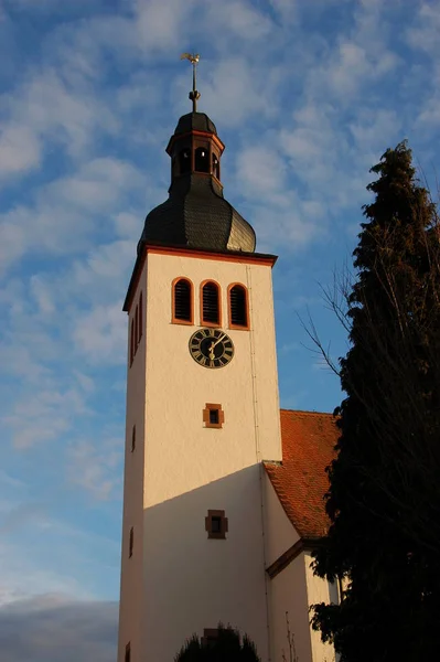 Neuburgi Protestáns Templom Tornya — Stock Fotó