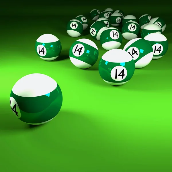 Green White Billiard Balls Number Fourteen – stockfoto