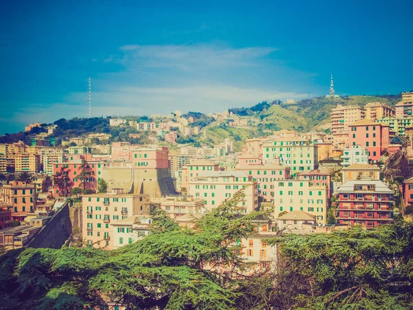 Vintage Zoek Uitzicht Stad Van Genua Italië — Stockfoto