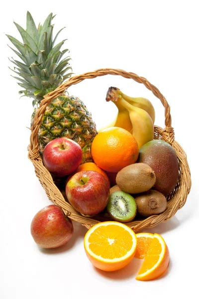 Färska Frukter Och Grönsaker Isolerade Vitt — Stockfoto