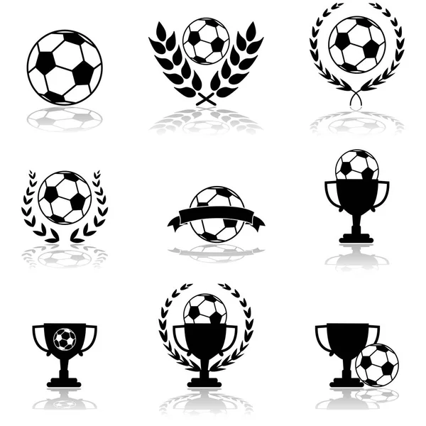 Set Icone Che Mostrano Pallone Calcio Combinato Con Altri Elementi — Foto Stock