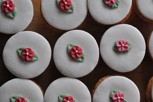 Chutné Cupcakes Pozadí Zblízka — Stock fotografie