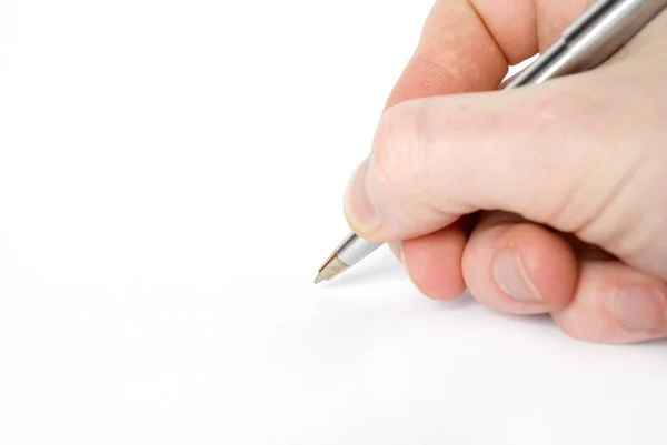Hand Holding Pen Isolated White Background — Stock Photo, Image