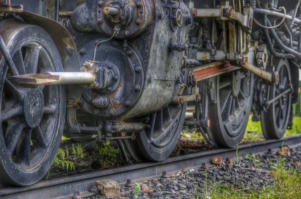 Une Vieille Locomotive Vapeur Non Répartie Sur Photo Époque — Photo