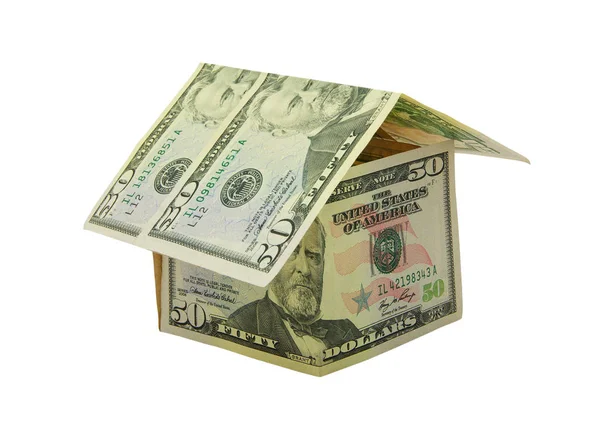 Money House Isolated White Background — Stock Photo, Image