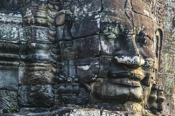 Stenen Gezicht Bayon Tempel Angkor Thom Siem Reap Cambodja — Stockfoto