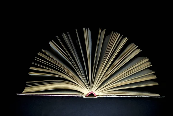 Open Book Black Background — Stock Photo, Image