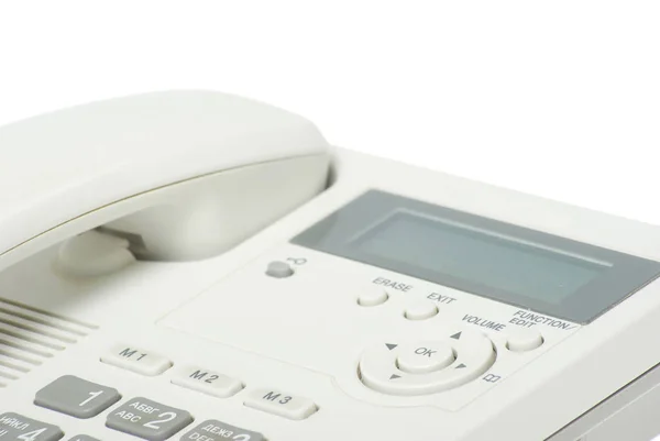 Telefono Ufficio Bianco Sfondo Bianco — Foto Stock