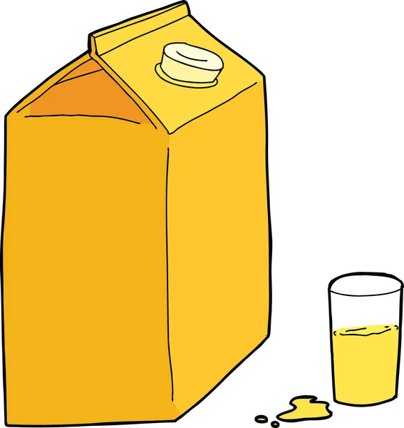 Orange Juice Carton Glass Spill White Background — Stock Photo, Image
