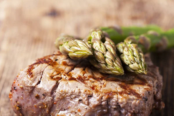 Juicy Steak Asparagus — Stock Photo, Image