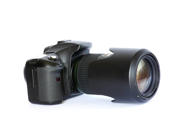 白に隔離された黒いデジタルカメラ — ストック写真