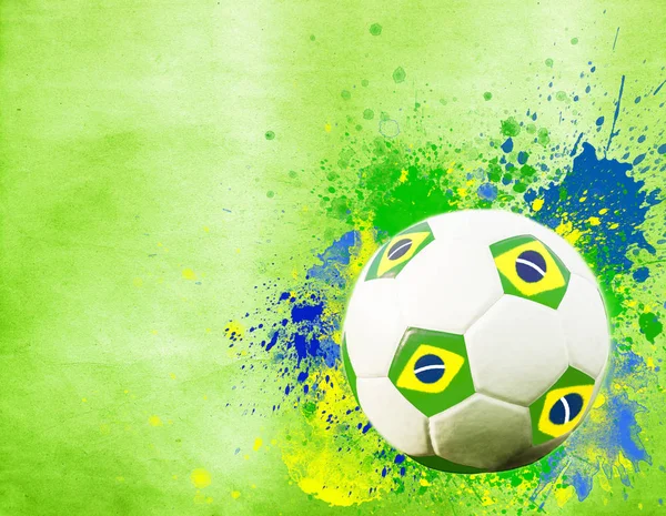 Foto Epoca Pallone Calcio Colori Della Bandiera Brasiliana — Foto Stock