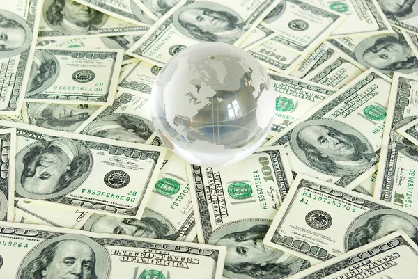 Globe Isolated Dollars Background Royalty Free Stock Photos