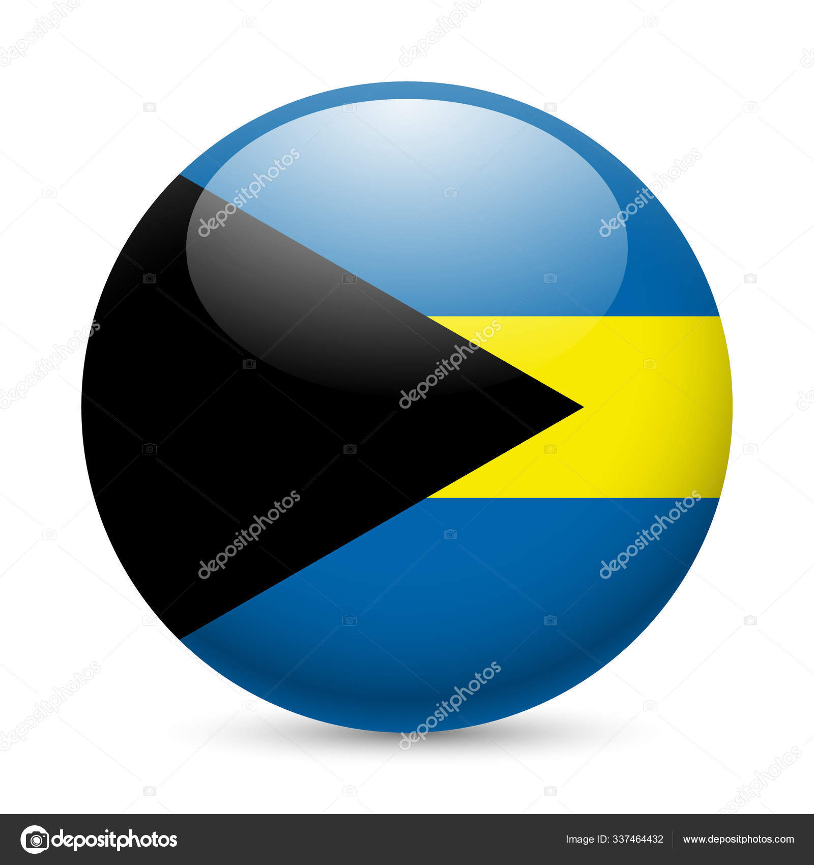 Flag Bahamas Glossy Icon Button Bahamian Flag Stock Photo by