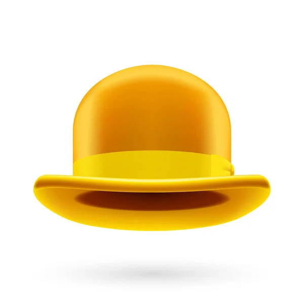 带白色背景帽带的黄色圆形传统帽 — 图库照片