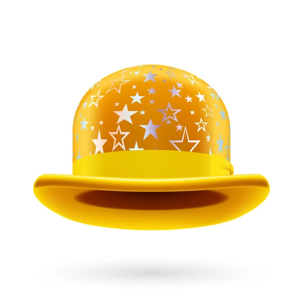 Желтая Круглая Шляпа Серебряными Сверкающими Звездами — стоковое фото