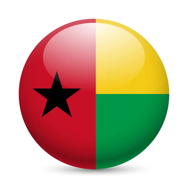 Guinea Bissaus Flagga Som Rund Blank Ikon Knapp Med Flagga — Stockfoto