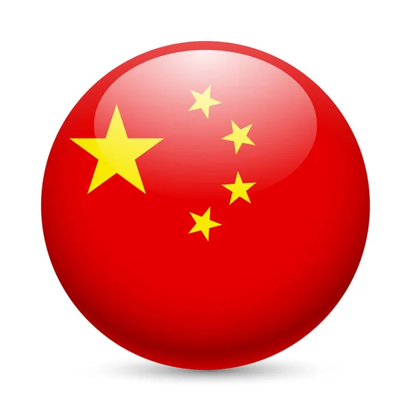 Прапор Китаю Круглий Глянсовий Символ Баттон Китайським Прапором — стокове фото