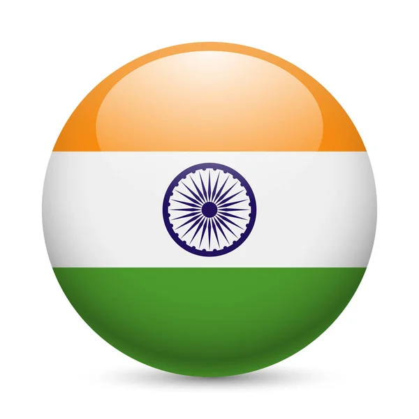 Vlag Van India Als Ronde Glanzende Icoon Knop Met Indiase — Stockfoto