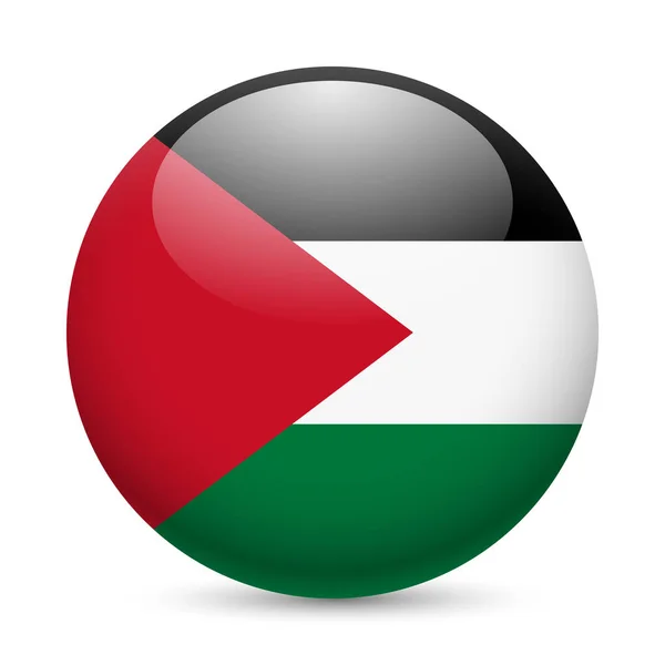 Flag Palestina Como Icono Brillante Redondo Botón Con Bandera Palestina — Foto de Stock