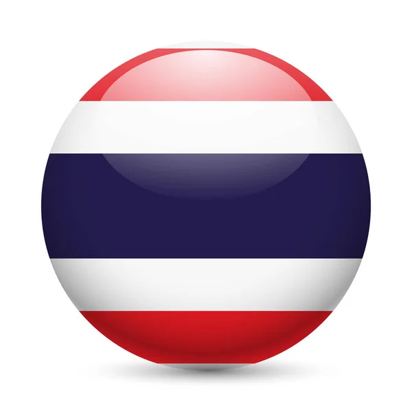 Bandeira Tailândia Como Ícone Brilhante Redondo Botão Com Bandeira Thail — Fotografia de Stock