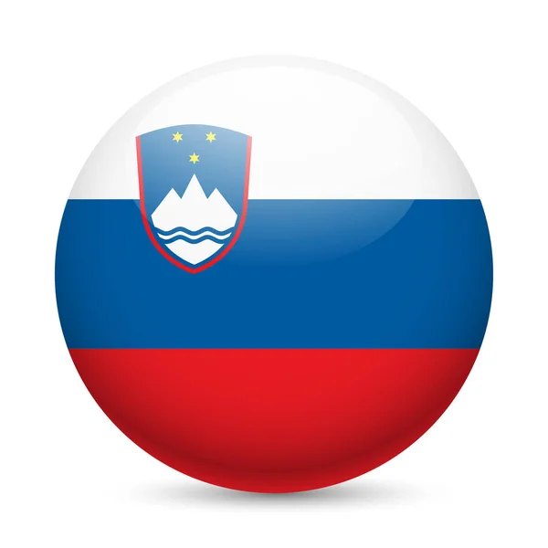 Bandera Eslovenia Como Icono Brillante Redondo Botón Con Bandera Eslovena —  Fotos de Stock