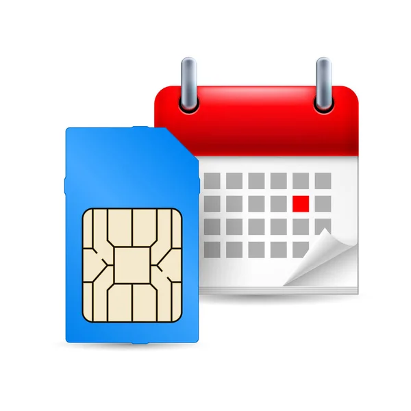 Page Calendar Marked Red Letter Day Week Sim Card — Stock Photo, Image